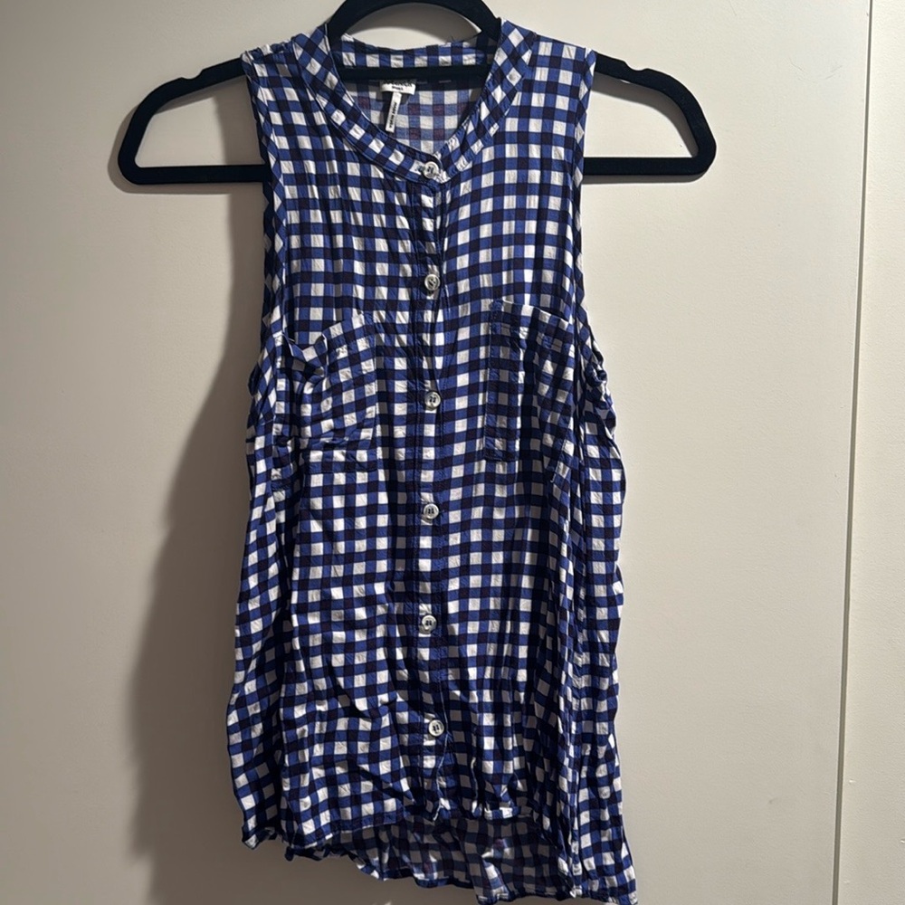 Splendid Gingham Button Down Shriting Tank